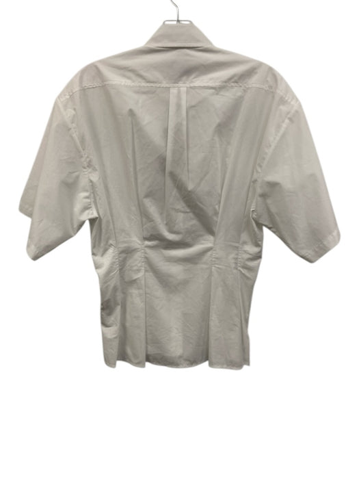 Rachel Comey Size XS White Cotton 1/2 Sleeve Button Up Pleated Waist Top White / XS