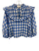 Cleobella Size XS Blue & White Cotton Gingham 3/4 Balloon Sleeve Top Blue & White / XS