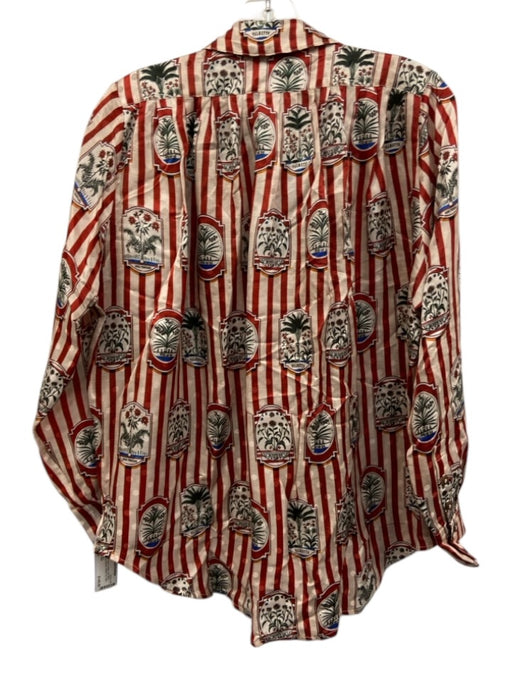 Hunter Bell Size XS Red, Cream & Multi Silk Blend Striped Long Sleeve Satin Top Red, Cream & Multi / XS