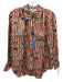 Hunter Bell Size XS Red, Cream & Multi Silk Blend Striped Long Sleeve Satin Top Red, Cream & Multi / XS