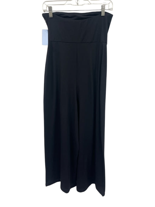 Susana Monaco Size S Black Nylon Blend Strapless Cropped Wide Leg Jumpsuit Black / S