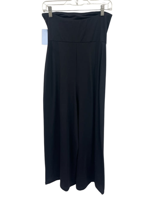 Susana Monaco Size S Black Nylon Blend Strapless Cropped Wide Leg Jumpsuit Black / S