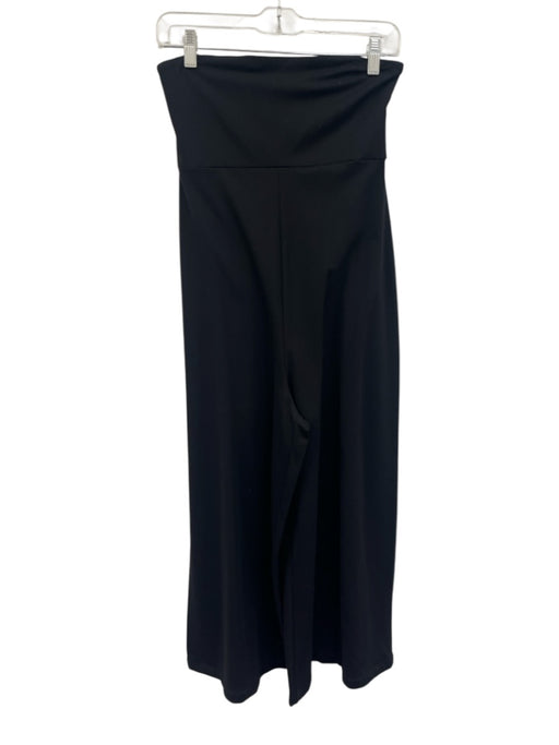 Susana Monaco Size S Black Nylon Blend Strapless Cropped Wide Leg Jumpsuit Black / S