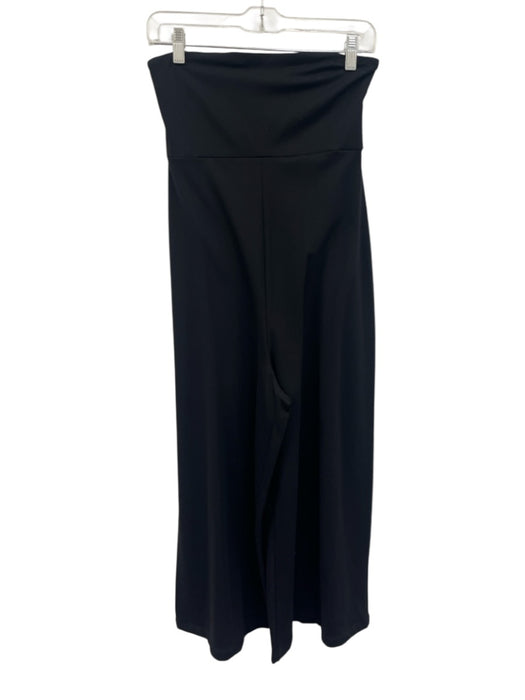 Susana Monaco Size S Black Nylon Blend Strapless Cropped Wide Leg Jumpsuit Black / S