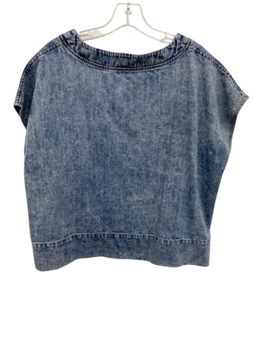 Jaki Size XS Medium Wash Cotton Denim Cap Sleeve Boat Neck Pleat Detail Top Medium Wash / XS