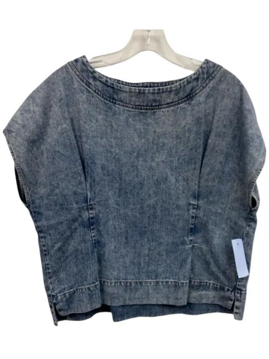 Jaki Size XS Medium Wash Cotton Denim Cap Sleeve Boat Neck Pleat Detail Top Medium Wash / XS
