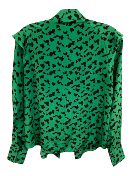 Tanya Taylor Size Est S Green & Black Silk Abstract Dots Long Sleeve Top Green & Black / Est S
