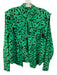 Tanya Taylor Size Est S Green & Black Silk Abstract Dots Long Sleeve Top Green & Black / Est S
