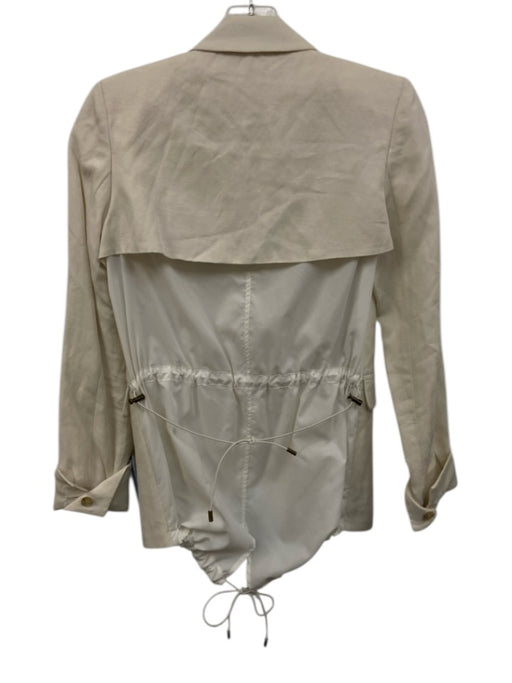 Veronica Beard Size 0 Cream White Linen Blend Fabric Block One Button Jacket Cream White / 0