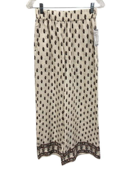 Banana Republic Size XS Cream White & Brown Linen Blend 1/2 Sleeve Pant Set Cream White & Brown / XS
