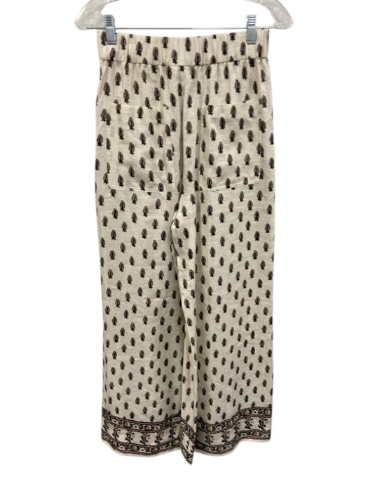 Banana Republic Size XS Cream White & Brown Linen Blend 1/2 Sleeve Pant Set Cream White & Brown / XS