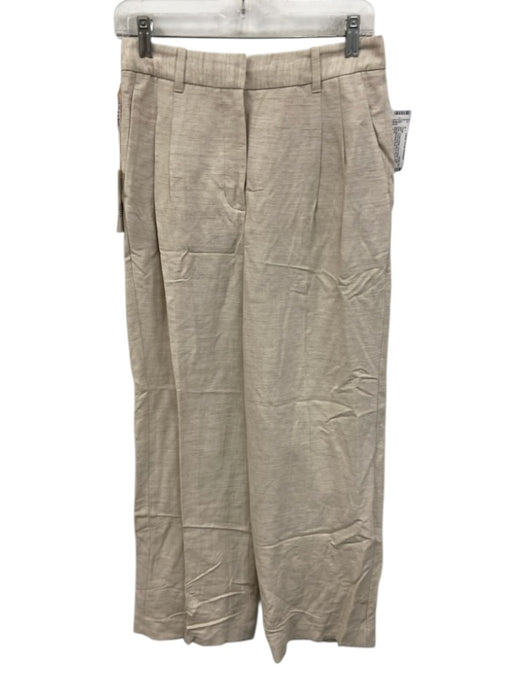Aritzia Size 4 Cream Beige Linen Blend High Rise Front Pleat Wide Leg Pants Cream Beige / 4