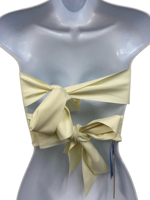Bahia Maria Size M Cream Yellow No Fabric Tag Floral Applique Bandeau Swim Top Cream Yellow / M