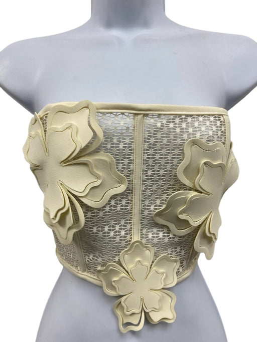 Bahia Maria Size M Cream Yellow No Fabric Tag Floral Applique Bandeau Swim Top Cream Yellow / M