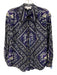 Hunter Bell Size XS Navy Blue & White Silk & Cotton Bandana Print Button Up Top Navy Blue & White / XS
