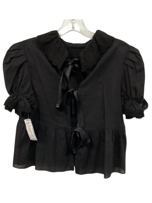 Aurore Van Milhem Size 1 Black Cotton Tie Back Collar Detail Gathered Detail Top Black / 1