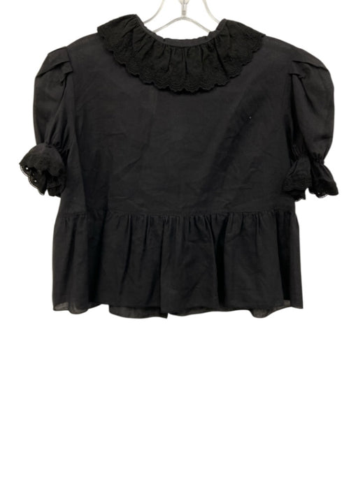 Aurore Van Milhem Size 1 Black Cotton Tie Back Collar Detail Gathered Detail Top Black / 1