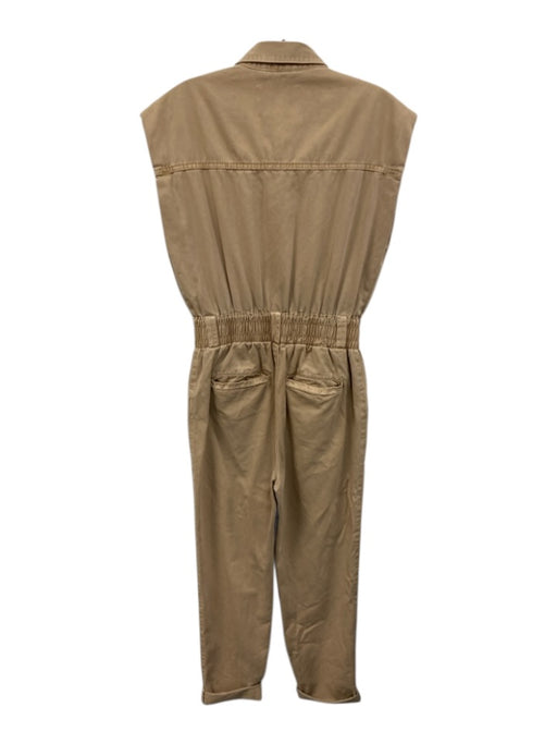 Pistola Size XS Khaki Beige Cotton Sleeveless Shoulder Pads Slim Jumpsuit Khaki Beige / XS