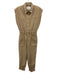 Pistola Size XS Khaki Beige Cotton Sleeveless Shoulder Pads Slim Jumpsuit Khaki Beige / XS