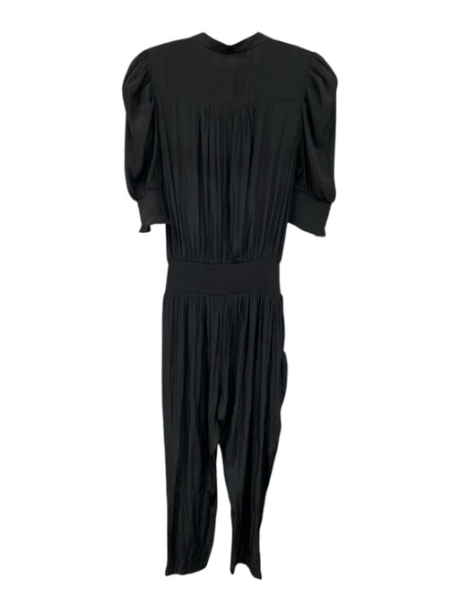 Ramy Brook Size XS Black Polyester 1/2 Sleeve 1/2 Button Shirred Waist Jumpsuit Black / XS