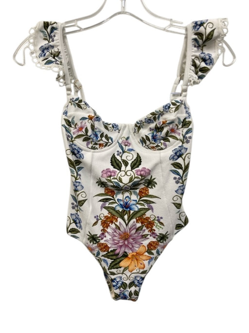 Farm Rio Size XS White & Multi Polyamide Blend Botanical Print Swimsuit White & Multi / XS