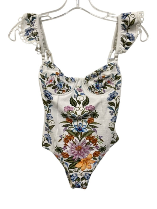 Farm Rio Size XS White & Multi Polyamide Blend Botanical Print Swimsuit White & Multi / XS