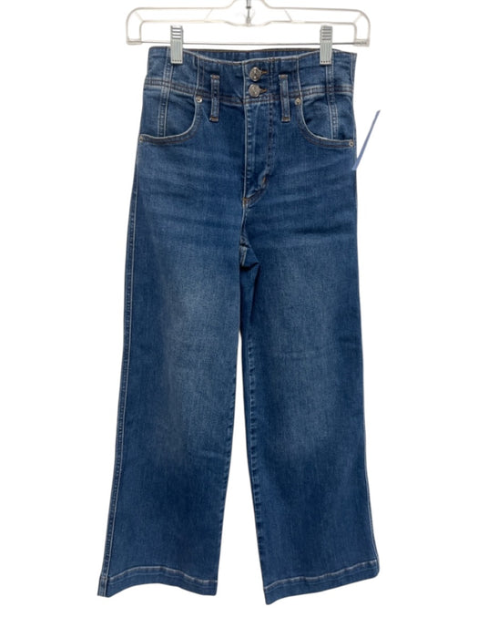 Frame Size 25 Medium Wash Cotton Denim Whiskering High Rise Flare Jeans Medium Wash / 25