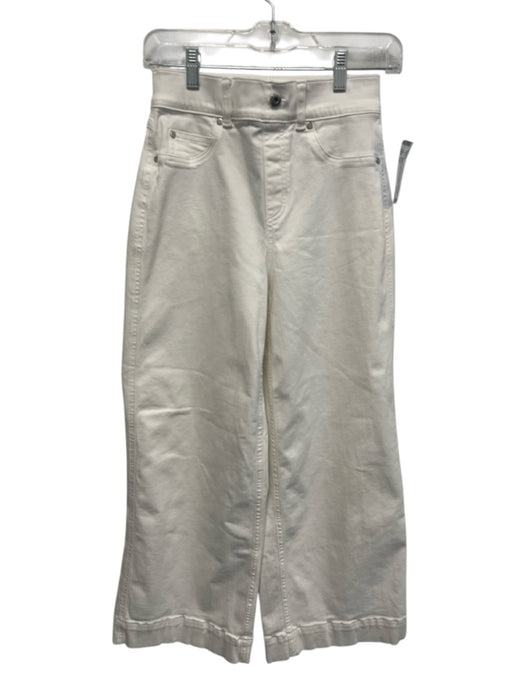 Spanx Size XS White Cotton Denim High Rise Faux Pockets Wide Leg Cropped Jeans White / XS