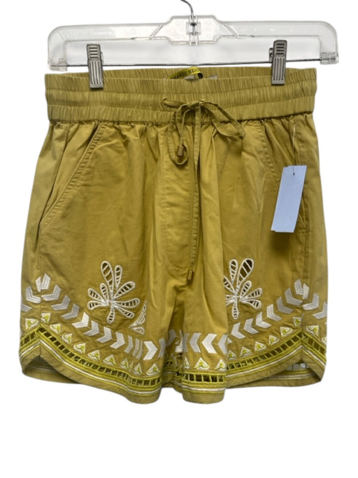 Chufy Size Small Yellow & White Cotton Elastic Drawstring Waist Pockets Shorts Yellow & White / Small