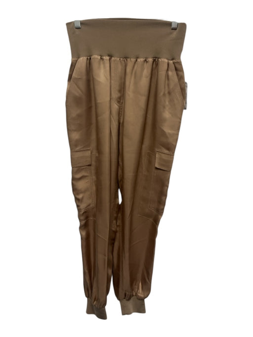 Cinq a Sept Size XS Tan Brown Elastic Waist Cargo Pockets Satin Jogger Pants Tan Brown / XS