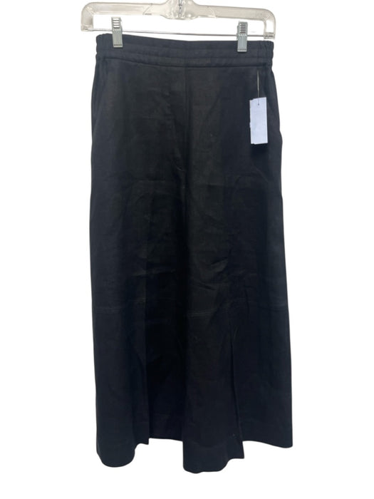 COS Size 2 Black Linen Elastic Waist Wide Leg Pockets Pants Black / 2