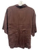 Mirth Size XS Purple Brown Cotton Short Sleeve Open Lace Button Front Collar Top Purple Brown / XS