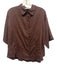 Mirth Size XS Purple Brown Cotton Short Sleeve Open Lace Button Front Collar Top Purple Brown / XS