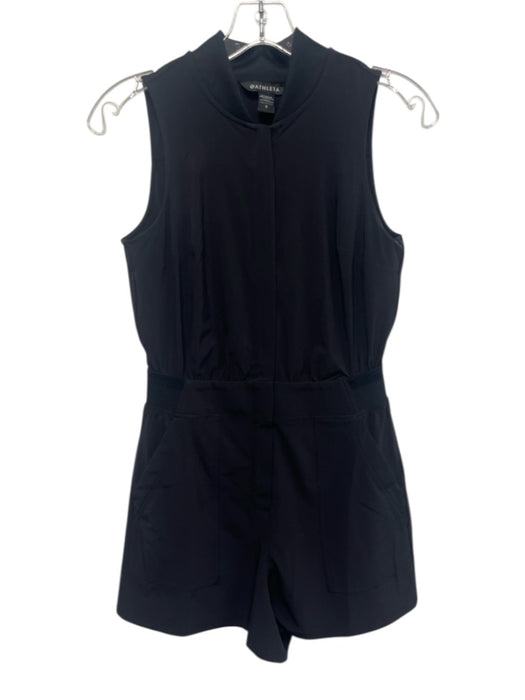 Athleta Size 0 Black Polyester Blend Sleeveless Elastic Waist Pockets Romper Black / 0
