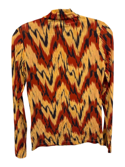Ulla Johnson Size P Yellow, Orange, Black Rayon Blend Long Sleeve Mock Neck Top Yellow, Orange, Black / P