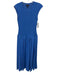 ME+EM Size 2 Blue Cotton Sleeveless Shirred Zip Front Midi Dress Blue / 2