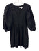 Hunter Bell Size XS Black Cotton Short Puff Sleeve Floral Eyelet Gathered Dress Black / XS