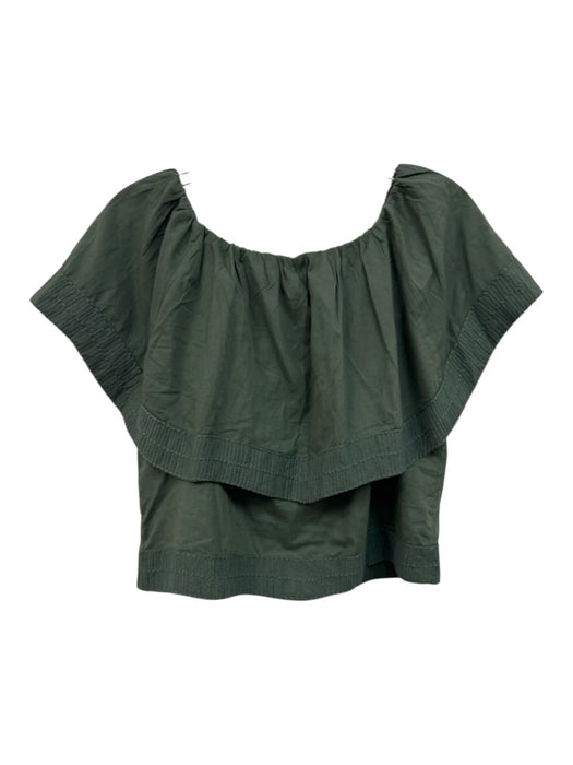 Mirth Size XS Dusty Green Cotton Ruffle Embroidered Pockets Maxi Skirt Set Dusty Green / XS