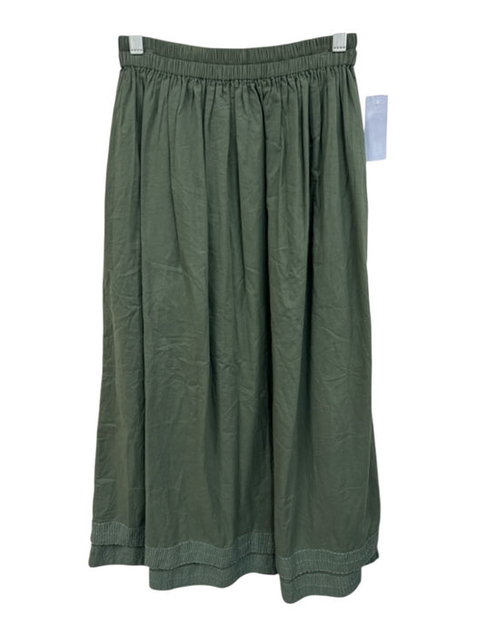 Mirth Size XS Dusty Green Cotton Ruffle Embroidered Pockets Maxi Skirt Set Dusty Green / XS
