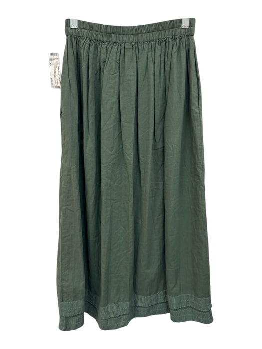 Mirth Size XS Dusty Green Cotton Ruffle Embroidered Pockets Maxi Skirt Set Dusty Green / XS