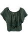 Mirth Size XS Dusty Green Cotton Ruffle Embroidered Pockets Maxi Skirt Set Dusty Green / XS
