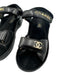 Chanel Shoe Size 37 Black Leather Upper Gold hardware Logo Velcro Sandals Black / 37
