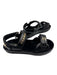 Chanel Shoe Size 37 Black Leather Upper Gold hardware Logo Velcro Sandals Black / 37