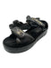 Chanel Shoe Size 37 Black Leather Upper Gold hardware Logo Velcro Sandals Black / 37