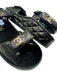 Chanel Shoe Size 37 Black Leather Upper Gold hardware Logo Velcro Sandals Black / 37