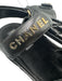 Chanel Shoe Size 37 Black Leather Upper Gold hardware Logo Velcro Sandals Black / 37