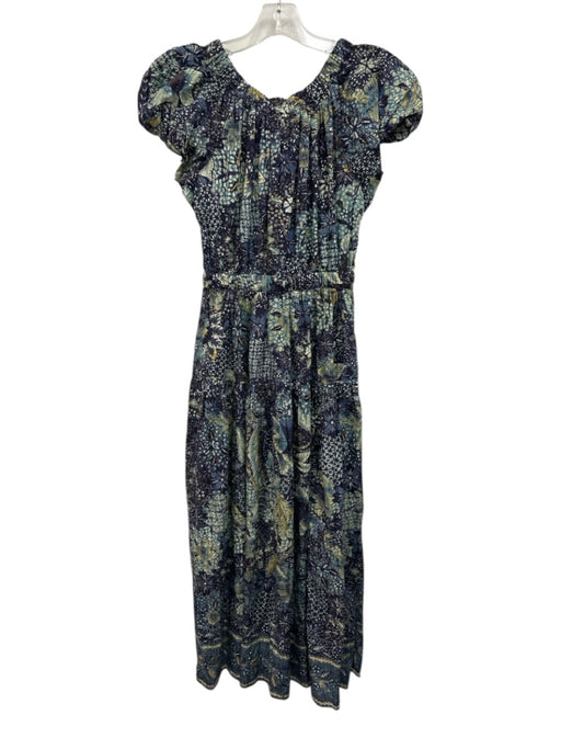 Ulla Johnson Size 0 Blue & Multi Cotton Blend Abstract Floral Dress Blue & Multi / 0