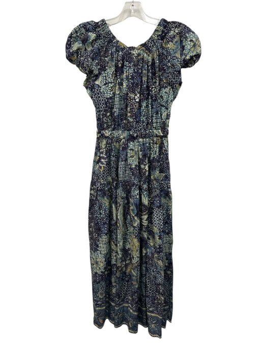 Ulla Johnson Size 0 Blue & Multi Cotton Blend Abstract Floral Dress Blue & Multi / 0