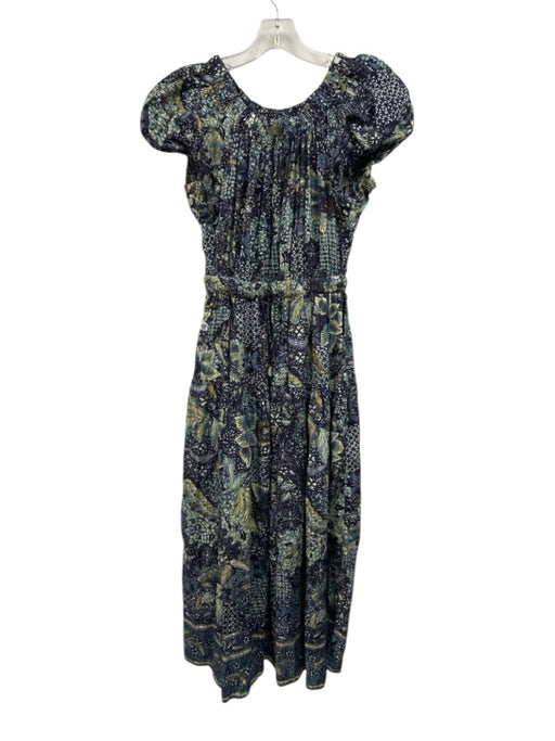Ulla Johnson Size 0 Blue & Multi Cotton Blend Abstract Floral Dress Blue & Multi / 0