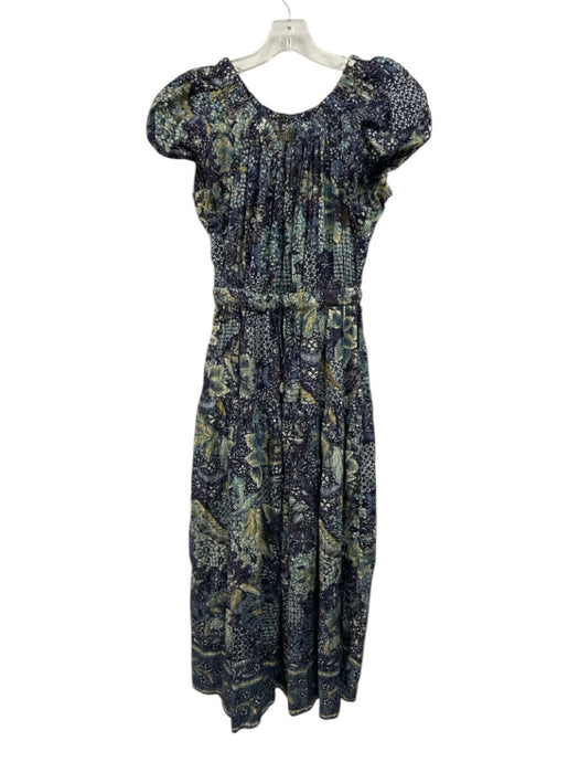 Ulla Johnson Size 0 Blue & Multi Cotton Blend Abstract Floral Dress Blue & Multi / 0